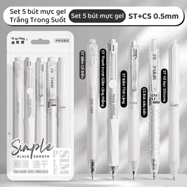 Bút gel M.Y mực đen 0.5mm pastel Set 5 chiếc: Đơn giản, thời trang, 39.000đ