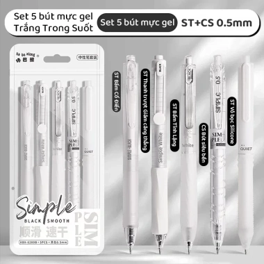 Bút gel M.Y.Never 0.5mm mực đen pastel set 5 chiếc Giá 45.000, nhanh khô 7