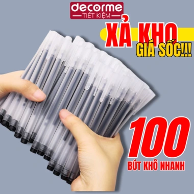 Bút gel nắp cài mực đen xanh đỏ 0.5mm, thay ngòi, vỏ nhám, viết khô nhanh, êm - chỉ 23.500₫