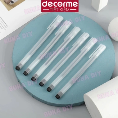 Bút gel nắp cài mực đen xanh đỏ 0.5mm, thay ngòi, vỏ nhám, viết khô nhanh, êm - chỉ 23.500₫