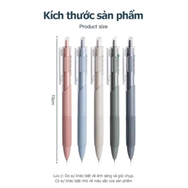 Bút gel QPENZ bi bấm mực nước ngòi 0.5mm pastel Siêu sinh nét mượt không gai tay 9