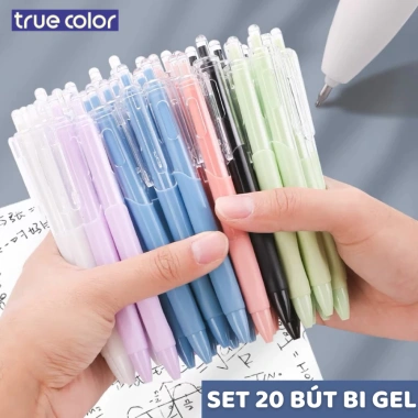 Bút gel SET 7 bút bi ngòi 0.5mm - viết trơn, đều đậm, khô nhanh, 2 màu xanh đen, giá chỉ 16.000 VND