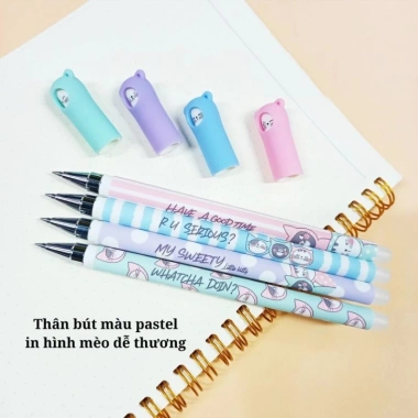 Bút gel tẩy M&G AKCP 5.277 nắp xoay So Many Cats - mực xanh, đen, thay đổi cảm xúc - chỉ 43.200₫ 4