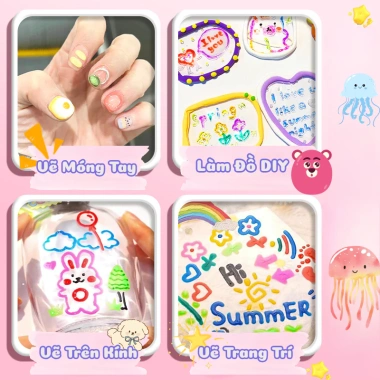 Bút Gel Thạch Nước 3D Mực Nổi Siêu Đẹp – Mực Đều Màu, Nhanh Khô, Viết Trên Mọi Bề Mặt, Giá 55.000₫