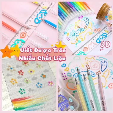 Bút Gel Thạch Nước 3D Mực Nổi Siêu Đẹp – Mực Đều Màu, Nhanh Khô, Viết Trên Mọi Bề Mặt, Giá 55.000₫