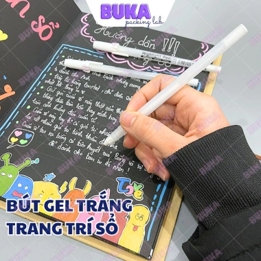 Bút Gel Trắng Viết Nổi Giấy Màu, Đen, Nét Mảnh cho Scrapbook, Bullet Journal Giá 23.900đ