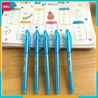 Bút gel xóa được Deli 0.5mm nắp đậy, mực xanh-đen, ruột thay, mã SA108, giá 54.000 VND 4