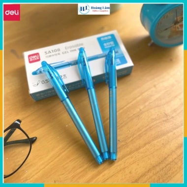 Bút gel xóa được Deli 0.5mm nắp đậy, mực xanh-đen, ruột thay, mã SA108, giá 54.000 VND 10