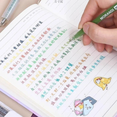 Bút ghi chú 9 màu trung tính dung lượng lớn, đầu bút lông mịn, đa năng - 42.000₫