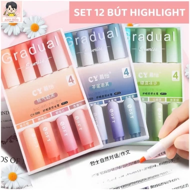 Bút Ghi Nhớ Highlight Dạ Quang Gradual Nhiều Màu - Đánh Dấu Ghi Chú Văn Phòng