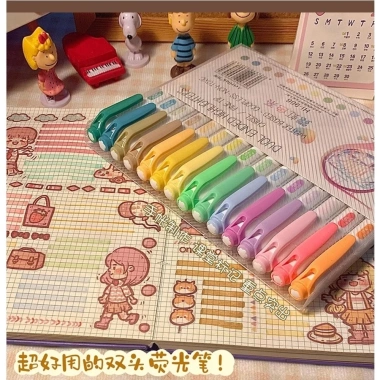 Bút Highlight 2 Đầu Màu Pastel Vintage - Mực Nhạt Không Độc, Giá 28.100₫ 2
