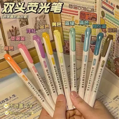 Bút Highlight 2 Đầu Màu Pastel Vintage - Mực Nhạt Không Độc, Giá 28.100₫ 4