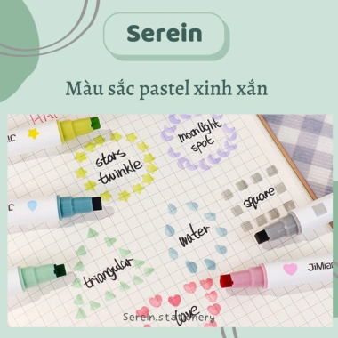 Bút highlight 2 đầu SEREIN DIY con dấu pastel - Nhiều màu Hàn Quốc, giá 9.500₫