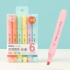 Bút Highlight 6 Màu Macaron Pastel - Dung Lượng Lớn, Dạ Quang Học Sinh và Họa Sĩ, Giá 26k