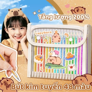 Bút Highlight Capybara học sinh - Nhiều màu, kim tuyến lấp lánh, bộ 12/24/36, giá 90.440 VND