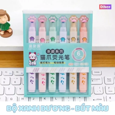 Bút highlight chân mèo pastel set 6 - Thiết kế hình mèo tròn, giá ưu đãi 35.000đ 10