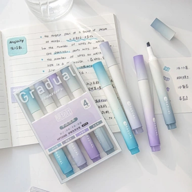 Bút highlight dạ quang Gradual 4 màu - Đánh dấu nhớ, ghi chú, văn phòng phẩm E1.723, chỉ 17.800đ