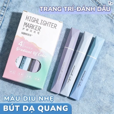 Bút highlight dạ quang pastel hộp 4 - Đánh dấu gradual tươi sáng, phù hợp học sinh ghi chú, 41.000 VND