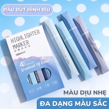 Bút highlight dạ quang pastel hộp 4 - Đánh dấu gradual tươi sáng, phù hợp học sinh ghi chú, 41.000 VND