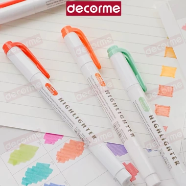 Bút highlight DecorMe dạ quang 2 đầu dube Midliner 15 màu pastel dễ thương - Giá 27.000₫