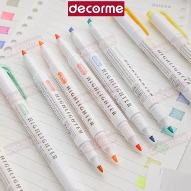 Bút highlight DecorMe dạ quang 2 đầu dube Midliner 15 màu pastel dễ thương - Giá 27.000₫