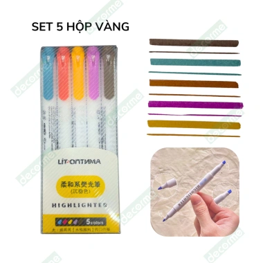 Bút highlight DecorMe dạ quang 2 đầu dube Midliner 15 màu pastel dễ thương - Giá 27.000₫