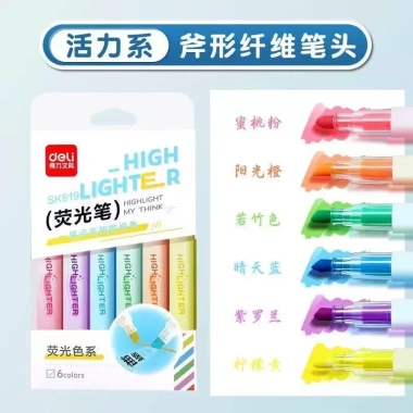 Bút highlight Deli dạ quang pastel 6 chiếc – màu nhẹ, giảm giá còn 24.000 VNĐ 9