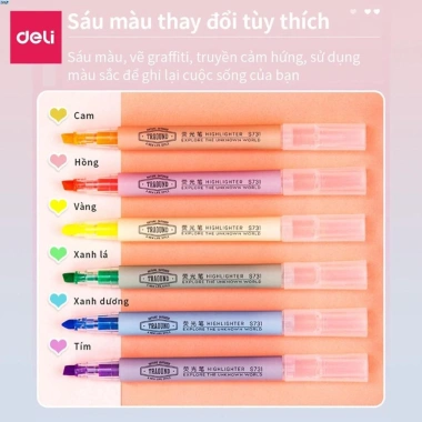 Bút highlight Deli dấu dòng dạ quang S624 - 6 chiếc hộp, giá ưu đãi 35.000₫ 2