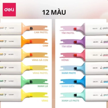 Bút Highlight Deli Nhiều Màu Pastel - Đánh Dấu Nhớ Dòng Giá 9.000đ cho Học Sinh 9