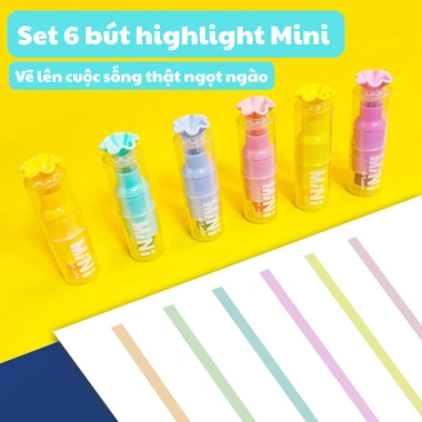 Bút Highlight Kẹo Ngọt B173 6 Dạ Quang, Đầu Xiên Màu, Viết Thoải Mái 44.000đ 2