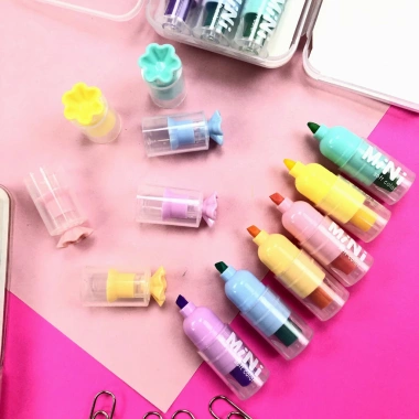Bút Highlight Kẹo Ngọt B173 6 Dạ Quang, Đầu Xiên Màu, Viết Thoải Mái 44.000đ 9