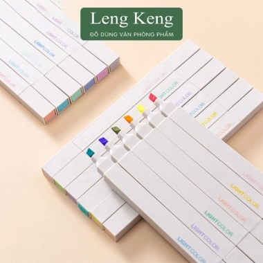 Bút highlight pastel 2 đầu Leng Keng Đánh dấu nhớ dòng, kèm sticker, giảm giá 28.000₫