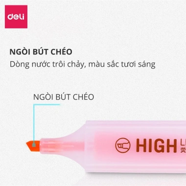 Bút Highlight Pastel Deli - Đánh Dấu Nhớ Dạ Quang, khô, cho học sinh, 9.000đ