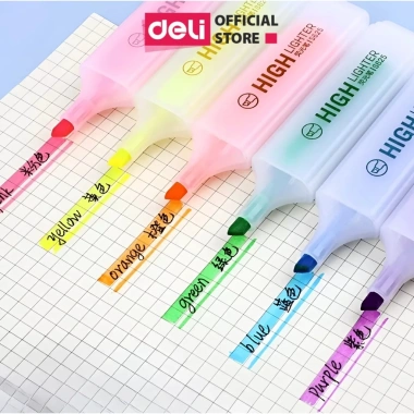 Bút Highlight Pastel Deli - Đánh Dấu Nhớ Dạ Quang, khô, cho học sinh, 9.000đ