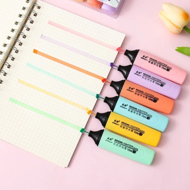 Bút Highlight Pastel Set 6 - Bút Nhớ Màu Dẹt Dịu, Bảo Vệ Mắt, Giá 22.500₫