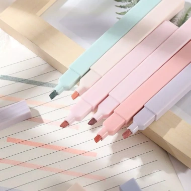 Bút highlight pastel set 6, màu nhạt, thân vuông 2 đầu - Giá ưu đãi 29.580 VND 4