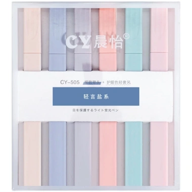 Bút highlight pastel set 6, màu nhạt, thân vuông 2 đầu - Giá ưu đãi 29.580 VND 5
