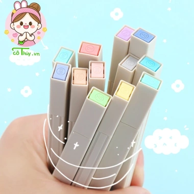 Bút highlight pastel V06 bộ 6 màu 2 đầu thân vuông, ghi nhớ, dạ quang 28.500₫