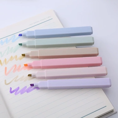 Bút highlight pastel V06 bộ 6 màu 2 đầu thân vuông, ghi nhớ, dạ quang 28.500₫
