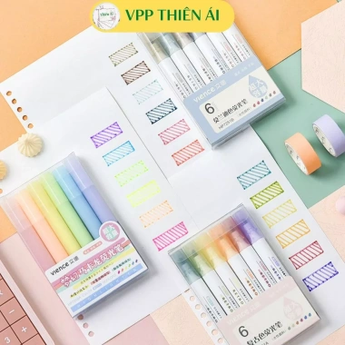 Bút Highlight Pastel Vience 6 màu cute - Dạ quang ghi nhớ, giảm giá 34.6k