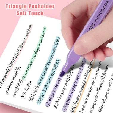 Bút Highlight QRNYYOE Morandi Macaron Dung Tích Lớn, Thiết Kế Tam Giác Chống Mỏi Tay, An Toàn Mắt Học Tập 35.750 VND 9