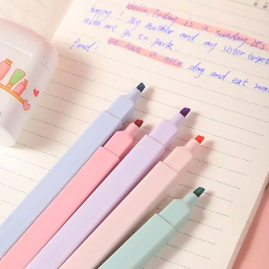 Bút Highlighter BERNYTRO Pastel Kawaii 2 đầu huỳnh quang - Đồ dùng văn phòng phẩm thẩm mỹ, giảm giá 61.710₫