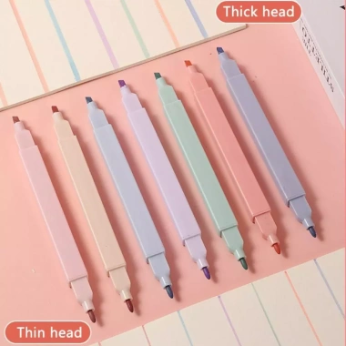 Bút Highlighter BERNYTRO Pastel Kawaii 2 đầu huỳnh quang - Đồ dùng văn phòng phẩm thẩm mỹ, giảm giá 61.710₫