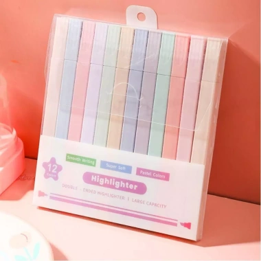 Bút Highlighter BERNYTRO Pastel Kawaii 2 đầu huỳnh quang - Đồ dùng văn phòng phẩm thẩm mỹ, giảm giá 61.710₫