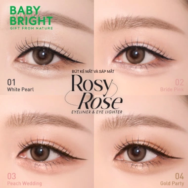 Bút kẻ mắt Baby Bright Rosy Rose 0.3ml + sáp mắt 0.2g - Đánh mắt rạng rỡ, dịu nhẹ, giá 89.000đ