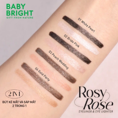 Bút kẻ mắt Baby Bright Rosy Rose 0.3ml + sáp mắt 0.2g - Đánh mắt rạng rỡ, dịu nhẹ, giá 89.000đ