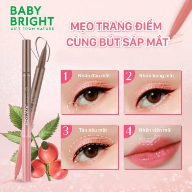 Bút kẻ mắt Baby Bright Rosy Rose 0.3ml + sáp mắt 0.2g - Đánh mắt rạng rỡ, dịu nhẹ, giá 89.000đ