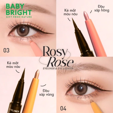 Bút kẻ mắt Baby Bright Rosy Rose 0.3ml + sáp mắt 0.2g - Đánh mắt rạng rỡ, dịu nhẹ, giá 89.000đ 8 Bút kẻ mắt Baby Bright Rosy Rose 0.3ml + sáp mắt 0.2g - Đánh mắt rạng rỡ, dịu nhẹ, giá 89.000đ 8