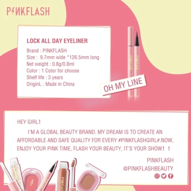 Bút Kẻ Mắt Pinkflash Dạng Lỏng Nhanh Khô 30g - Chất Lì, Chống Nước, Đen/Nâu Lâu Trôi