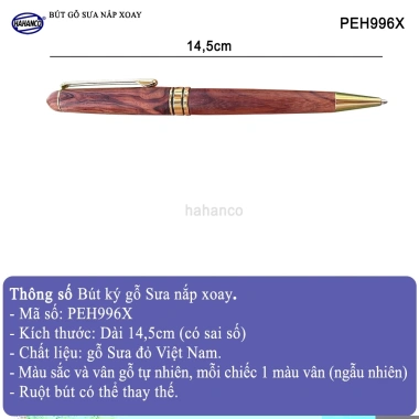 Bút ký gỗ sưa HAHANCO PEH996X Đẳng cấp May mắn Bình an Giá chỉ 299.000 VND